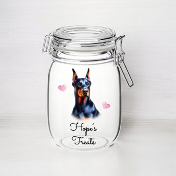 Personalised Doberman Kilner Style Dog Treat Jar, 2 of 2