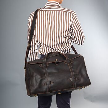Vintage Look Genuine Leather Over Night Bag, 4 of 12