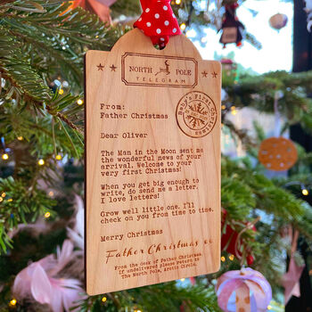 Bespoke Baby's First Christmas Wooden Tag Decoration, 5 of 5