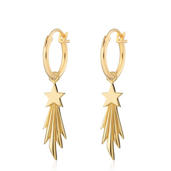 Shooting Star Charm Hoop Earrings, Sterling Silver Or Gold Plated, 5 of 6