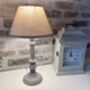 31cm Grey Washed Wood Bedside Table Lamp Light Natural Beige Shade, thumbnail 2 of 9