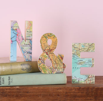 Set Of Wooden Map Letters Wedding Anniversary Gift, 8 of 12