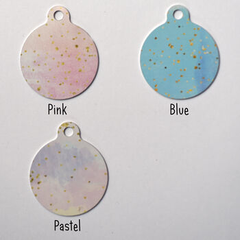 Personalised Pet ID Tag Pastel Watercolour Gold Flake, 2 of 4
