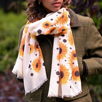 Sunflower Print Scarf In Personalised Gift Box, 5 of 7
