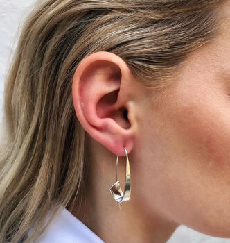 Ribbon Hoop Rose/Gold Plated Silver Earrings, 3 of 5