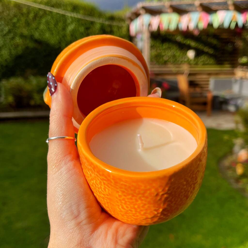 Candle In Orange Shaped Pot With Lid, 1 of 6