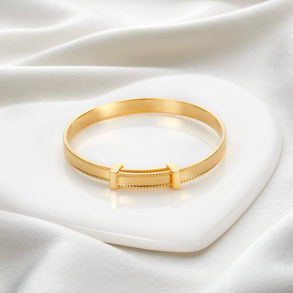 18ct Gold Plated Heritage Christening Bangle, 1 of 6