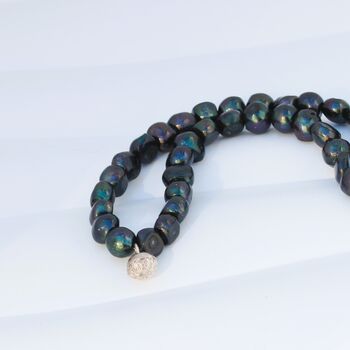 Statement Green Peacock Pearl Necklace With Sterling Silver Charm, 4 of 11