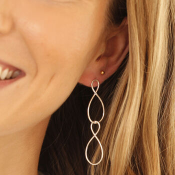 Infinity Twist Earrings In Silver Or Gold Plated, 3 of 7