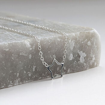 Sterling Silver Open Star Necklace, 3 of 6