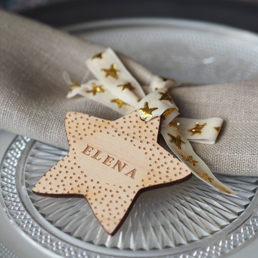 Personalised Engraved Star Wooden Place Setting, 1 of 3
