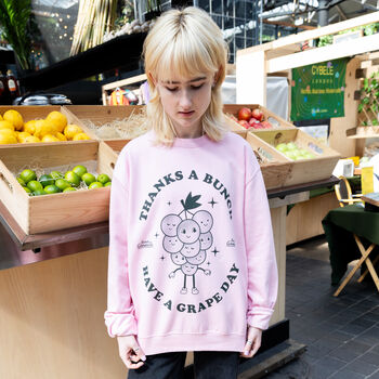 Thanks A Bunch Unisex Pink Fruit Logo Sweatshirt, 2 of 5