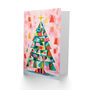 Colourful Abstract Geometric Tree Xmas Christmas Card, thumbnail 2 of 4