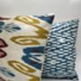 Square Ikat Silk Cushion Vibrant Blue Tile, thumbnail 6 of 8