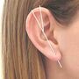 Black Oxidised Silver Split Bar Ear Cuff Earrings, thumbnail 2 of 6