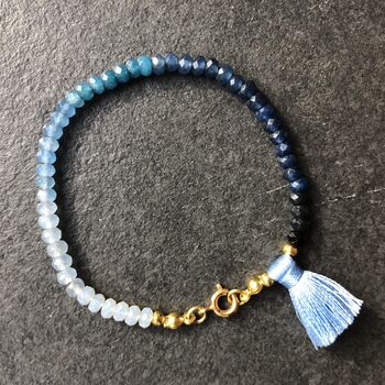 Ombre Om Beads Agate Tassel Bracelet, 7 of 9
