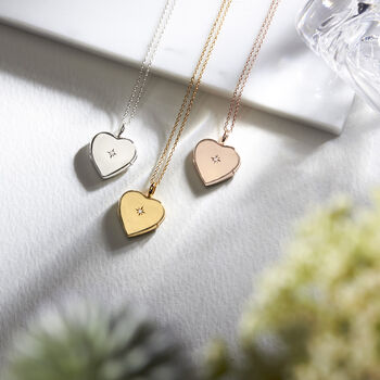 Personalised Gold Plated Heart Locket With Diamond, 7 of 7