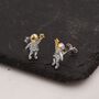Sterling Silver Extra Tiny Spaceman Astronaut Stud Earrings, thumbnail 2 of 12