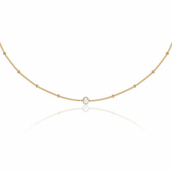 Rose/Silver/Gold Filled Satellite Single Pearl Choker, 3 of 7