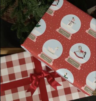 Personalised Festive Snow Globe Wrapping Paper, 3 of 5