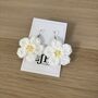 Handmade Crochet White Daisy Earrings: Surgical Steel, thumbnail 2 of 12