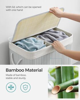 100 L Two Sections Clothes Hamper Laundry Basket, 6 of 8