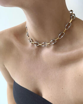 Connections Two Tone Choker Necklace, 6 of 6