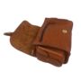 Small Leather Crossbody Satchel Handheld Handbag Caramel Tan Light Brown With Side Pockets, thumbnail 4 of 9