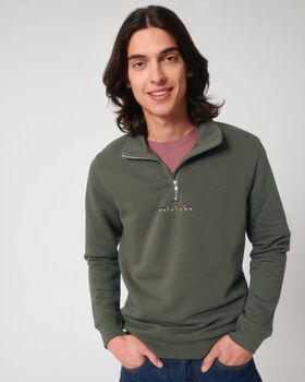 Custom Flag Organic Cotton Quarter Zip Men's Sweatshirt, 6 of 7