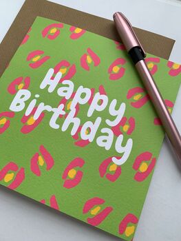 Pink Leopard Print Happy Birthday Card, 2 of 3