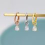 Sterling Silver Pear Cut Cz Droplet Hoop Earrings, thumbnail 1 of 12
