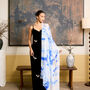 100% Mulberry Silk Scarf, Blue Marble In Gift Box, thumbnail 7 of 9