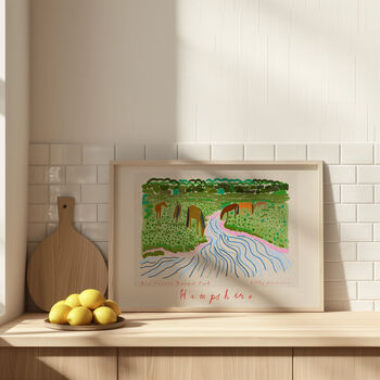 New Forest Ponies Art Print Hampshire Travel Poster, 3 of 5