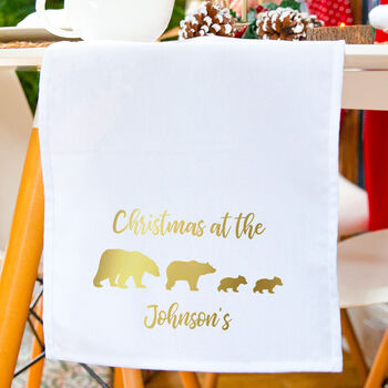 Personalised Christmas Polar Bear Family Table Runner, 2 of 2