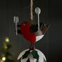 Robin On A Christmas Pudding Hanging Decoration, thumbnail 2 of 2