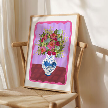 Flowers In Vase Art Print Purple, 3 of 4