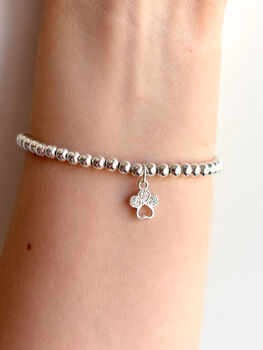 Sterling Silver Paw Print Charm Beaded Bracelet, 4 of 7