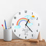 Rainbow Clouds Birth Date Personalised Bedroom Clock, thumbnail 1 of 4