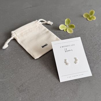 Mother’s Love Sterling Silver Flower Climber Earrings, 2 of 8