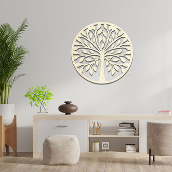 Round Abstract Tree Wooden Wall Art Modern Decor, 9 of 10