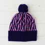 Lambswool Knitted Zebra Pom Pom Hat, thumbnail 6 of 12