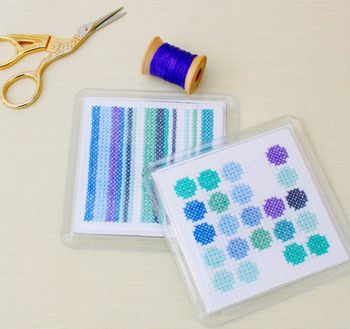 Cross Stitch Coaster Kit. Abstract Blue By StitchKits Crafts ...