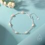 Sterling Silver Double Layer Oval Pearl Beaded Bracelet, thumbnail 1 of 12