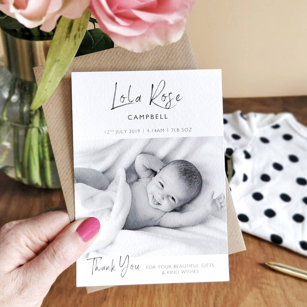 Personalised New Baby Photo Thank You Card By ditsy chic | notonthehighstreet.com