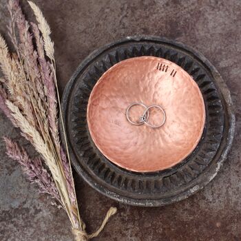 7th Anniversary Small Hammered Copper Ring Bowl, 3 of 8