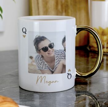 Personalised King And Queen Photo Gold Handle Mugs, 4 of 4