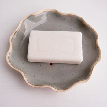 Handmade Blue Fleck Pottery Soap Dish, 2 of 7
