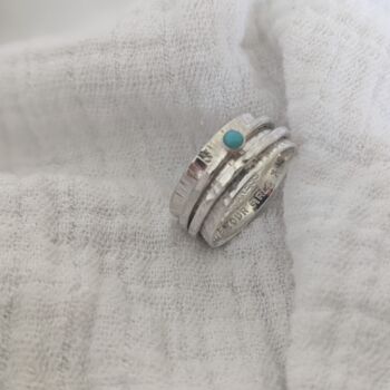 Personalised Silver And Turquoise Spinner Ring, 8 of 10
