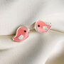 Sterling Silver Pink Bird Stud Earrings, thumbnail 1 of 6