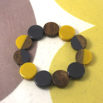 Earth And Resin Circle Bead Bracelet, 2 of 5